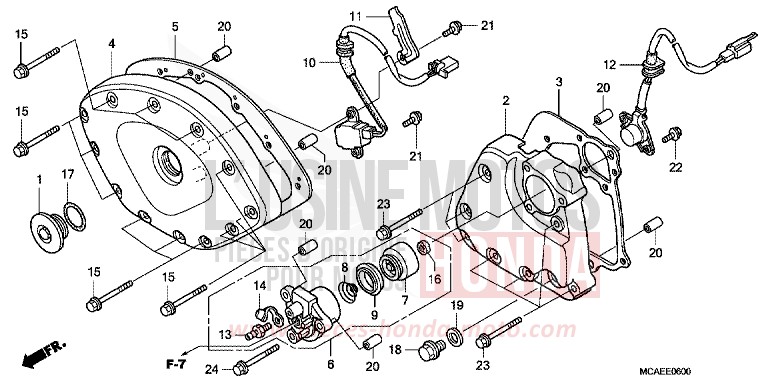 GAINE DE PROTECTION AVANT/COUVERCLE BOITE VITESSES de Gold Wing CANDY PROMINENCE RED (R342) de 2016